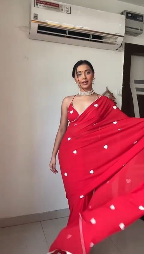 Loving Hart 2 Red Colour Georgette Sarees Catalog